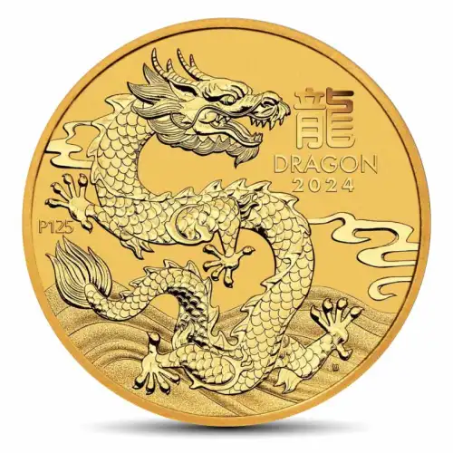 2024 2 oz Perth Lunar Year of the Dragon Gold Coin (BU)