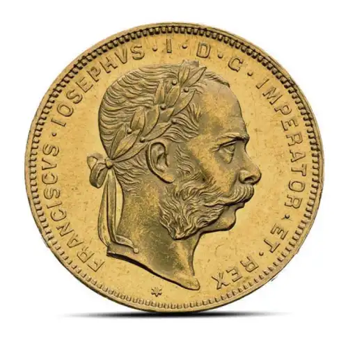 20 Francs / 8 Florin Austrian Gold Coin (Avg. Circulated)