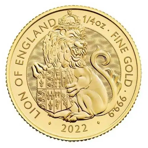 2022 Gold Great Britain Tudor's Beasts: Lion - 1/4 oz BU