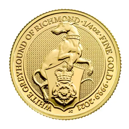 2021 Britain Queen's Beasts Greyhound of Richmond 1/4 oz Gold BU