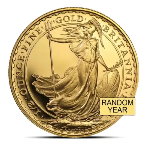 1/2 oz British Royal Mint Britannia Gold Coin (BU, Random)
