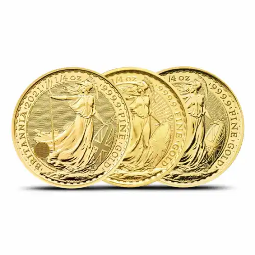 1/4 oz British Royal Mint Britannia Gold Coin (BU, Random)