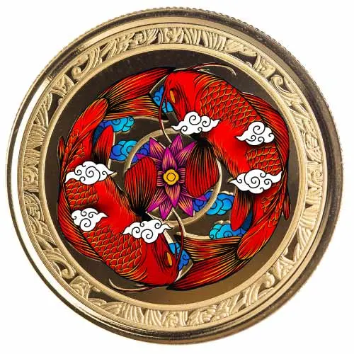 2023 Gold 1 oz Fiji Koi Fish Proof Coin (Colored)