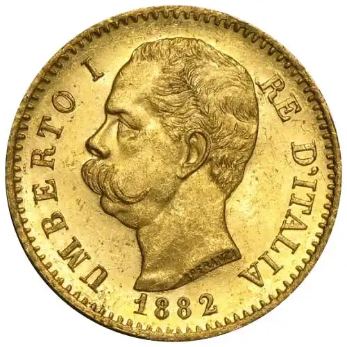 Gold Italy Lire 20 Umberto Avg Circ Coin