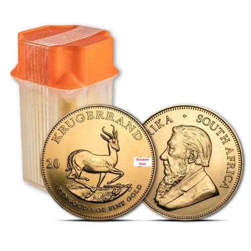 1 oz South African Gold Krugerrand Tube (10 Coins, Random Year)
