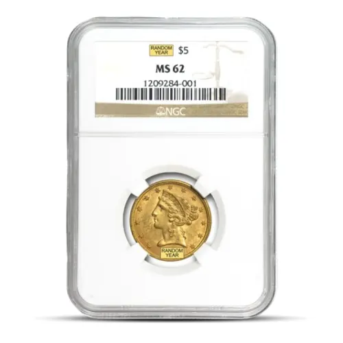 $5 Liberty Gold Half Eagle Coin (MS62, NGC or PCGS)