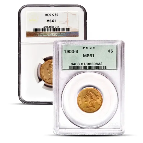 $5 Liberty Gold Half Eagle Coin (MS61, NGC or PCGS)