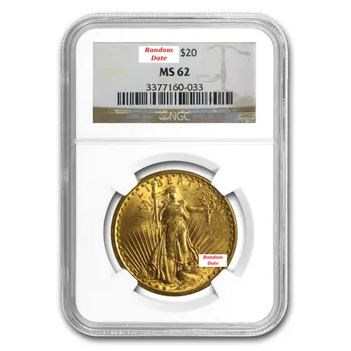 Gold American $20 St. Gaudens - NGC MS62