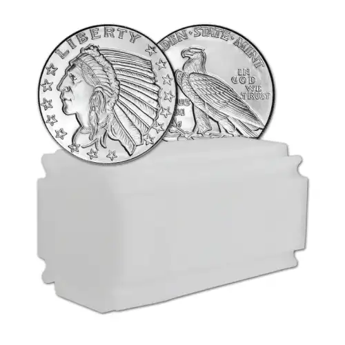 1 oz Incuse Indian Silver Round .999 Fine (Tube of 20)