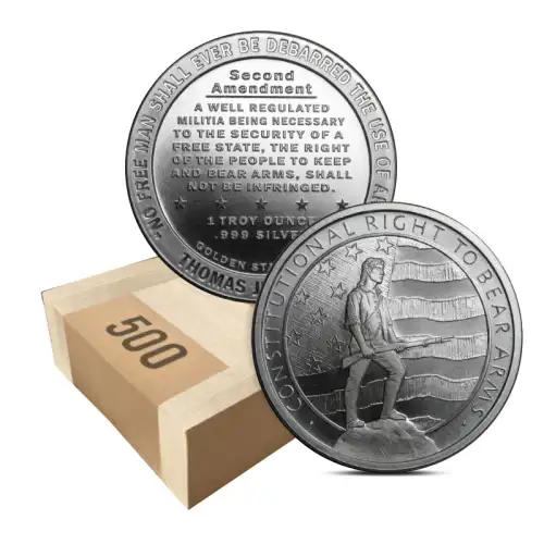 1 oz Second Amendment Silver Round 999 Fine - Box of 500