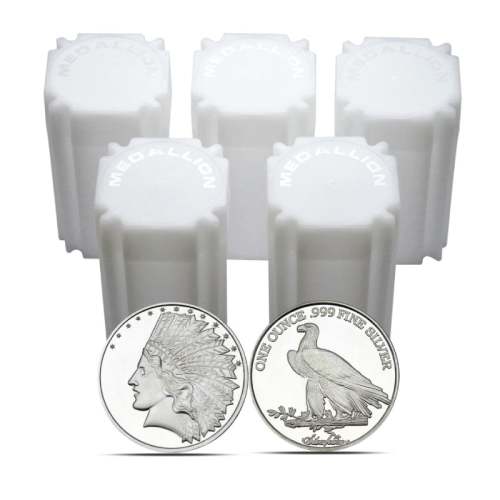 1 oz SilverTowne $10 Indian Design Silver Round (Lot of 100)