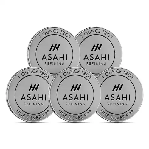 1 oz Asahi Logo Silver Round .999 Fine Silver (Lot of 5)