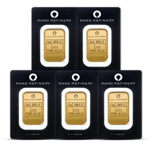 1 oz Rand Refinery Elephant Gold Bar (Lot of 5)