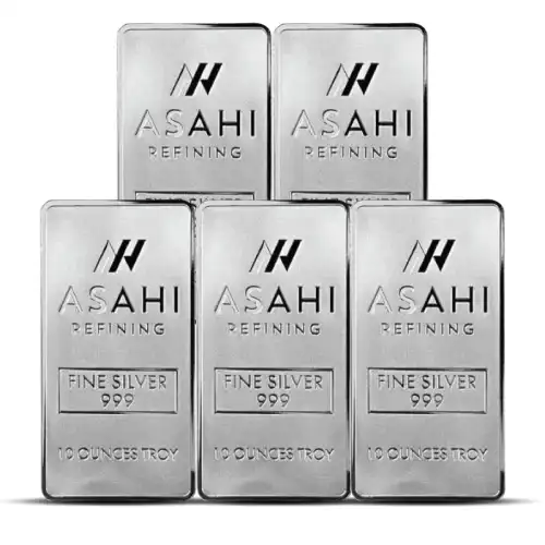 10 oz Asahi Silver Bar (Lot of 5)