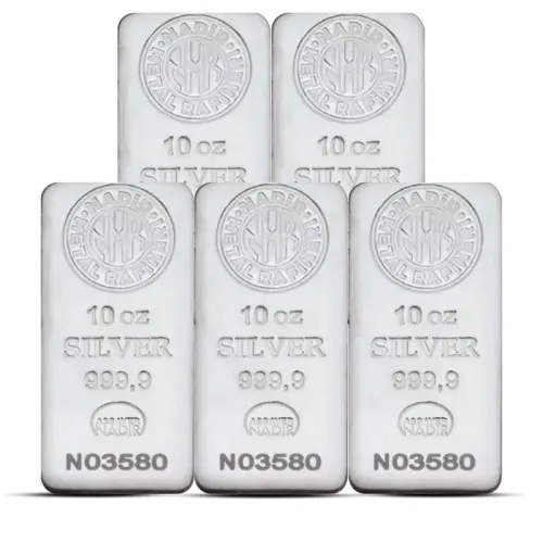 10 oz Nadir Silver Bar (Lot of 5)