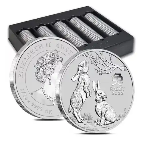 2023 1/2 oz Perth Lunar Year of the Rabbit Silver Coin BU - Box of 100
