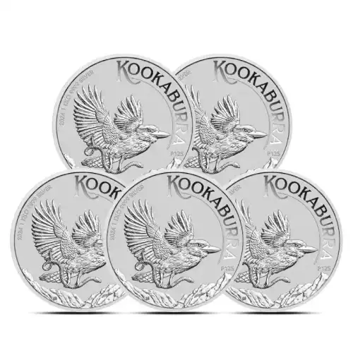 2024 1 Kilo Perth Kookaburra Silver Coin (BU, Lot of 5)