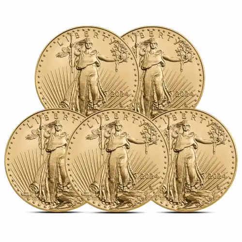 2024 1 oz American Eagle Gold Coin BU (Lot of 5)