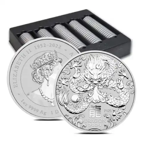 2024 1 oz Perth Lunar Year of the Dragon Silver Coin BU - Box of 100