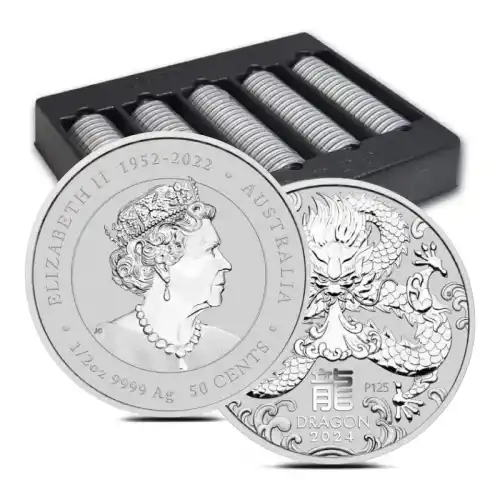 2024 1/2 oz Perth Lunar Year of the Dragon Silver Coin BU - Box of 100