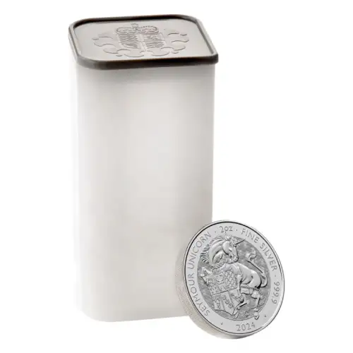 2024 2 oz British Tudor Beasts: Seymour Unicorn Silver - 10 Coin Tube (BU)