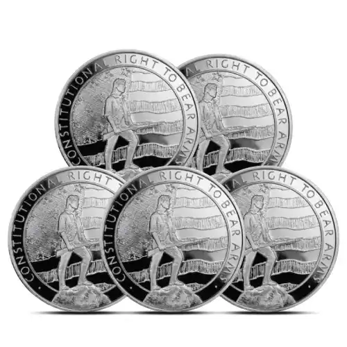 5 oz Second Amendment Silver Round (Lot of 5)