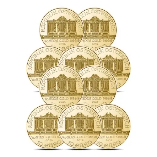 Lot of 10 - 2024 1/10 oz Austrian Philharmonic Gold Coin (BU)