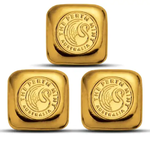 Lot of 3 - 1 oz Perth Mint Gold Cast Bar (New)