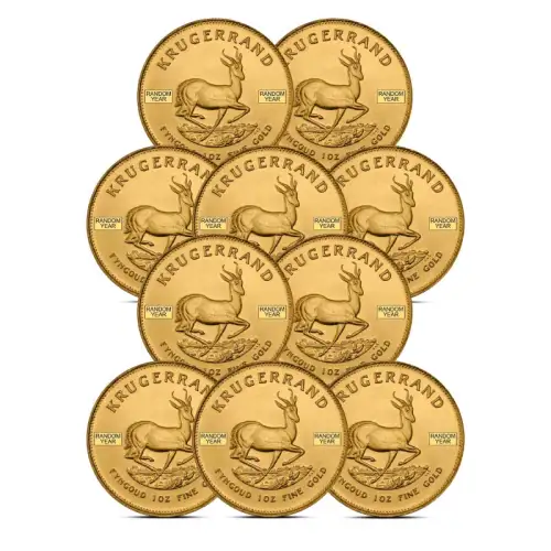 1 oz South African Krugerrand Gold Coin (Random, Lot of 10)