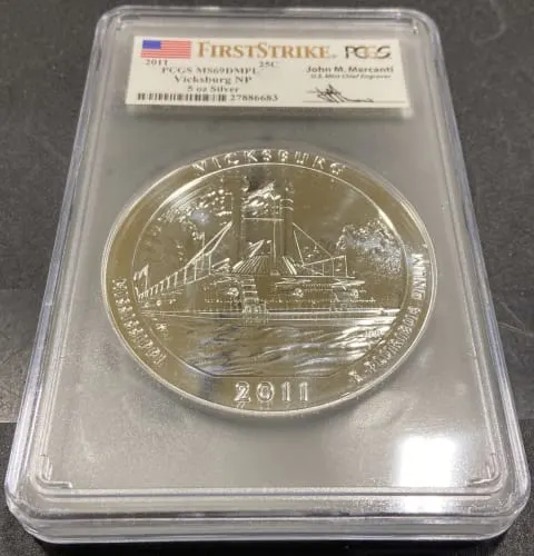 2011 Silver 5 oz ATB Vicksburg NP FS PCGS MS69 DMPL (Mercanti)