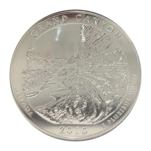 2010 Silver 5 oz ATB Grand Canyon NP First Strike PCGS GEM BU