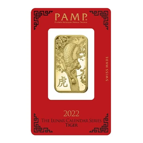 2022 PAMP 1 oz Lunar Tiger Gold Bar