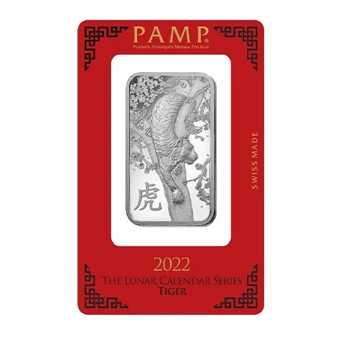 2022 PAMP 10 gram Lunar Tiger Silver Bar