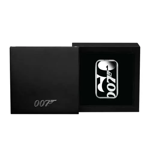 2022 Tuvalu James Bond: 60 Years of Bond 1 oz Silver Colored Proof Rectangular Coin