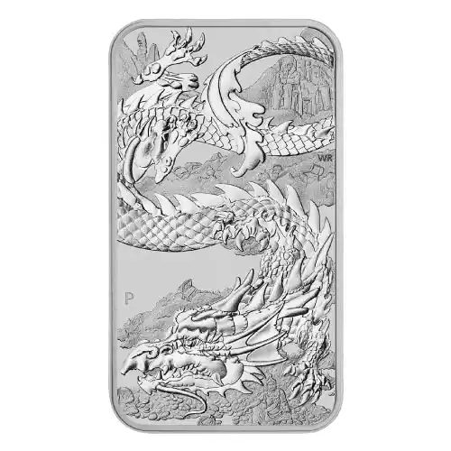 2023 Silver 1 oz Australia Perth Rectangular Dragon BU Coin Bar