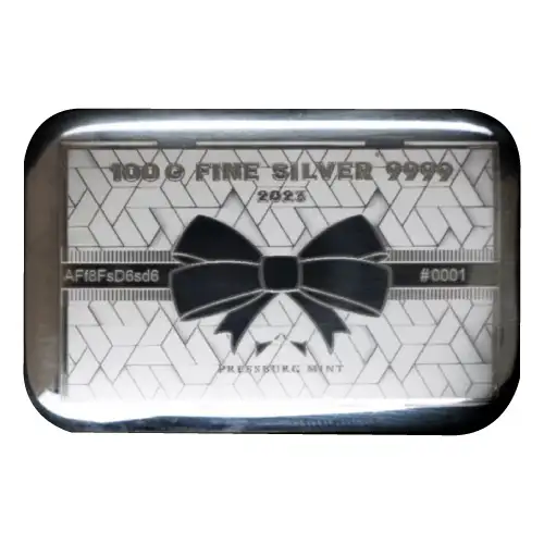 2023 Silver 100 Gram Pressburg Gift Bar-Impaired