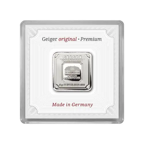 Silver 5 Gram Geiger Edelmetalle Square Bar (Capsule)