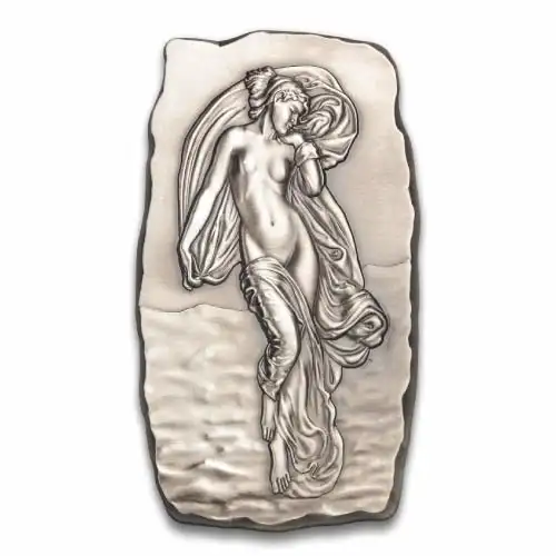 Silver 1 Kilo Argentia Woman on Water Antiqued Bar