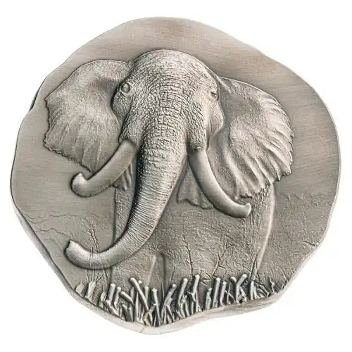 Silver 10 oz Argentia Elephant UHR Antiqued Round