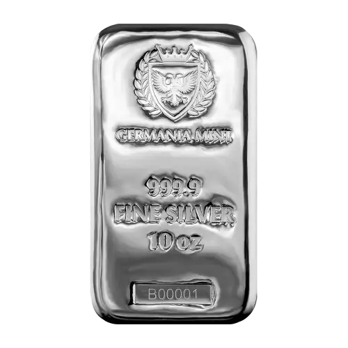 Silver 10 oz Germania Mint Cast Bar