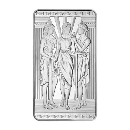 Silver 10 oz Bar Three Graces - Great Britain The Great Engravers Collection