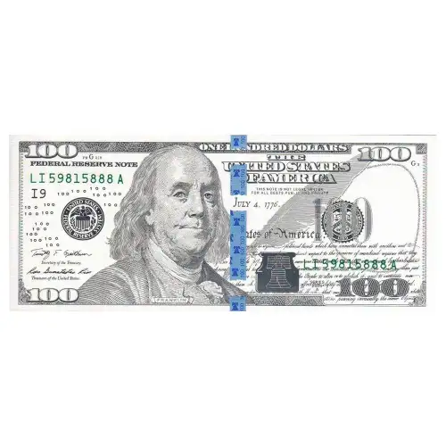 5 gram US Note $100 Benjamin Franklin Replica .999 Silver