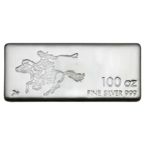 Silver 100 oz SilverTowne Pony Express Cast Bar