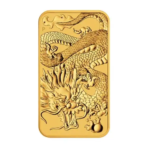 2022 Australia Perth Rectangular Dragon 1 oz Gold BU
