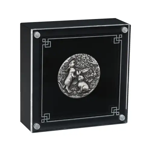 2023 Perth Silver 2 oz Lunar Rabbit Antiqued