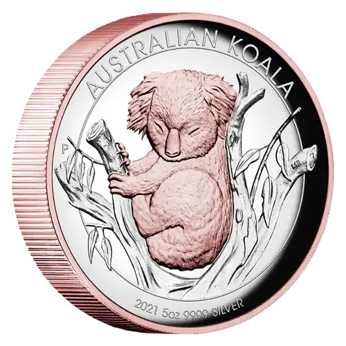 2021 Perth Koala 5 oz Silver Proof HR Gilded (Rose Gold)