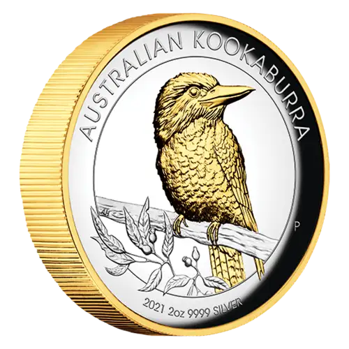 2021 Perth Australian Kookaburra 2 oz Silver Proof HR Gilded