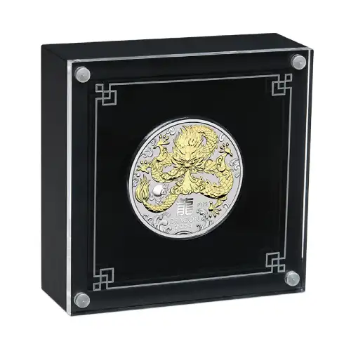 2024 1 oz Perth Lunar Dragon Gilded Silver Coin (Presentation Case)