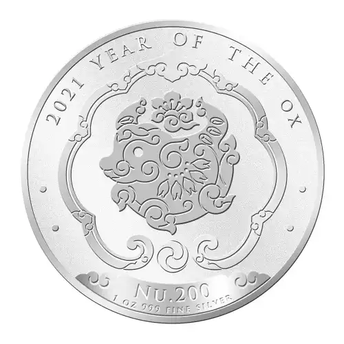 2021 Bhutan Lunar Year of the Ox Silver BU 1 oz