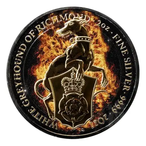 2021 Queen's Beasts Burning Greyhound of Richmond 2 oz Silver